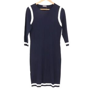 NWOT Basler Navy Sweater Dress Sheath Nautical Classic Coastal Office‎ Size S